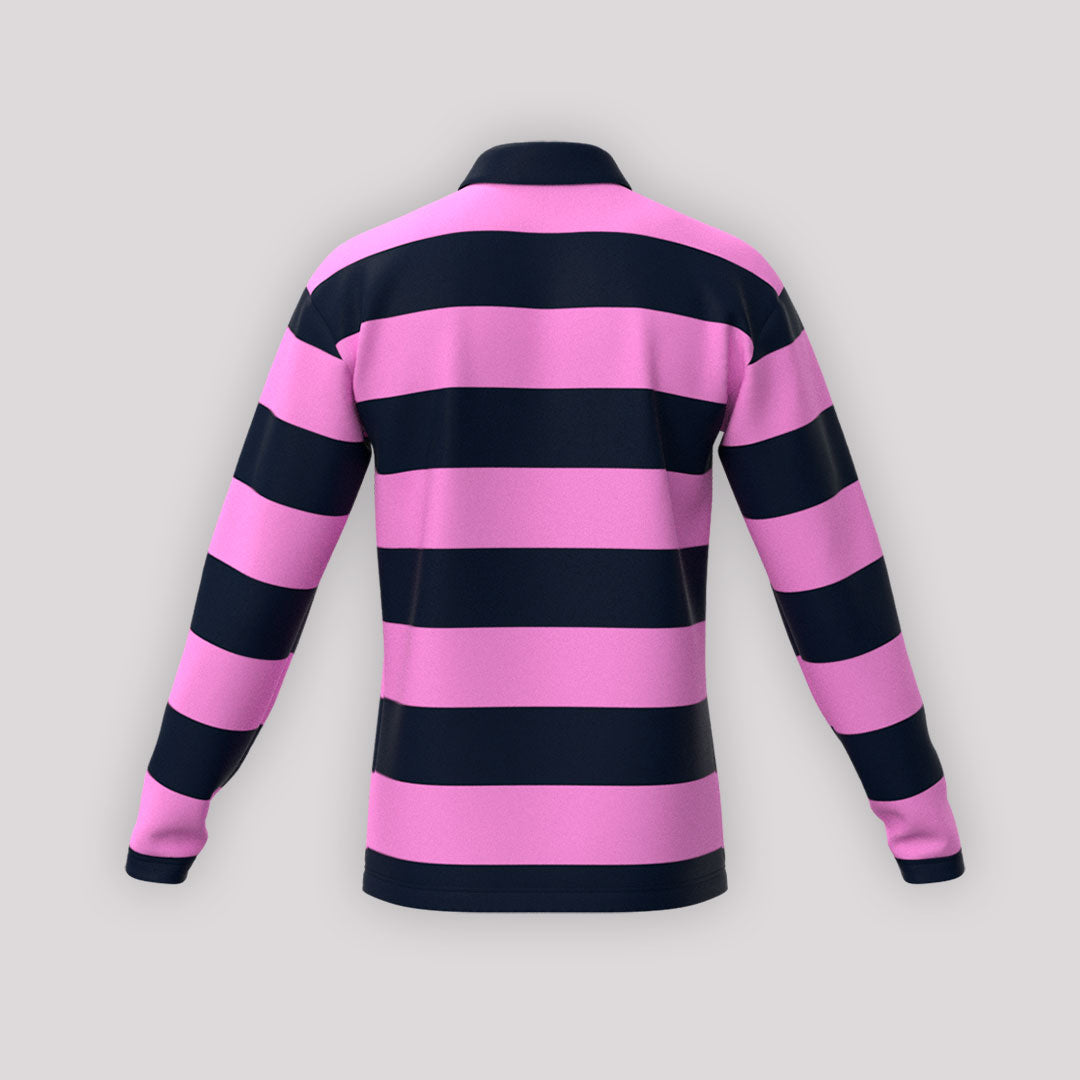 預購：Rugby Vintage Collection 長袖 Polo 球衣 (粉藍) 復古長袖 Polo 橄欖球上衣 (粉藍橫間色)