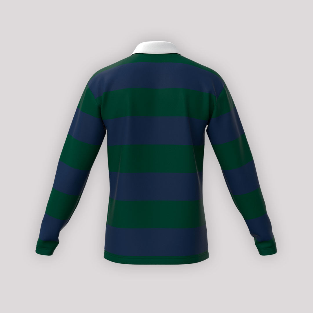 預購：Rugby Vintage Collection 長袖 Polo 球衣 (藍綠色) 復古長袖 Polo 橄欖球上衣 (藍綠橫間色)